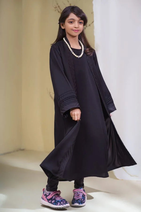 Kids Embroidery abaya black