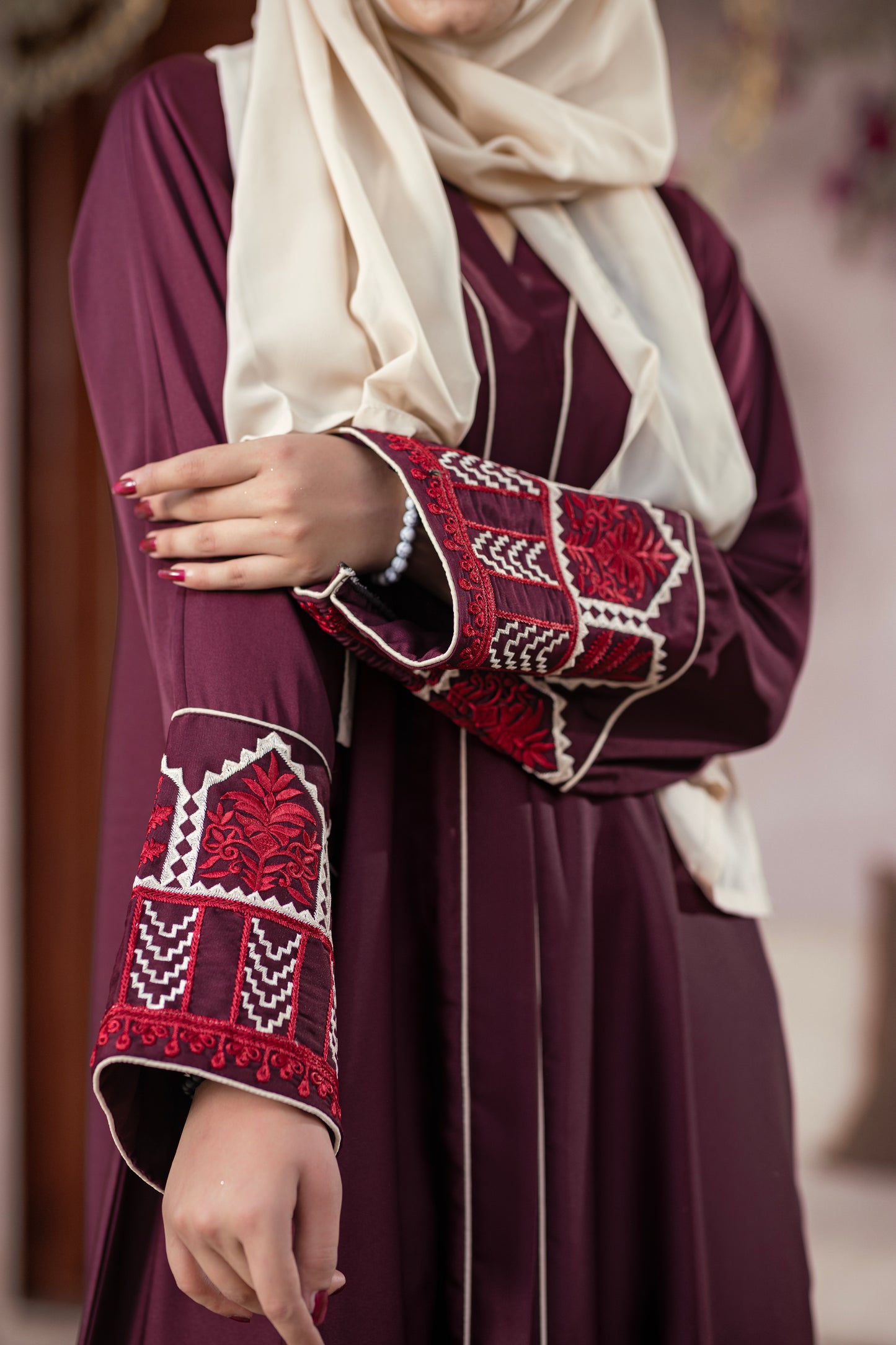 Crimson Charm Abaya