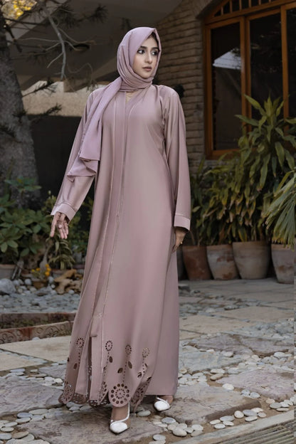 Beige Cutwork Abaya