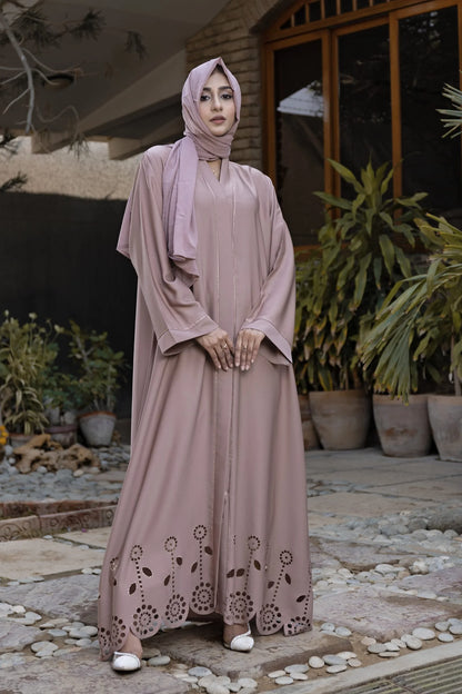 Beige Cutwork Abaya