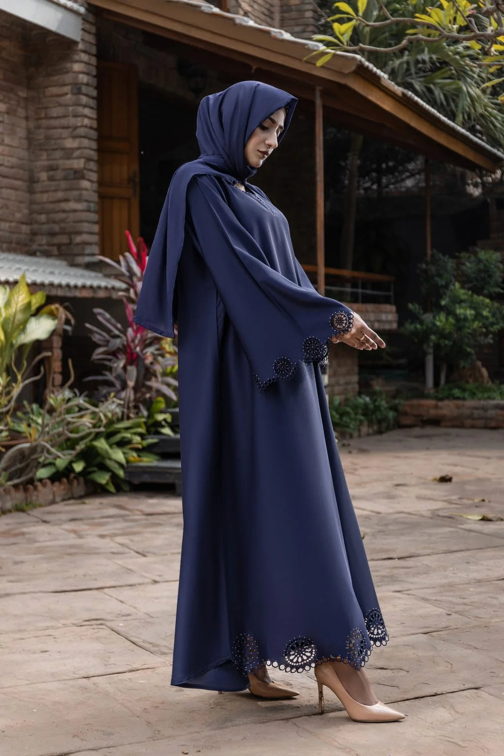 Coco Blue Cutwork Abaya