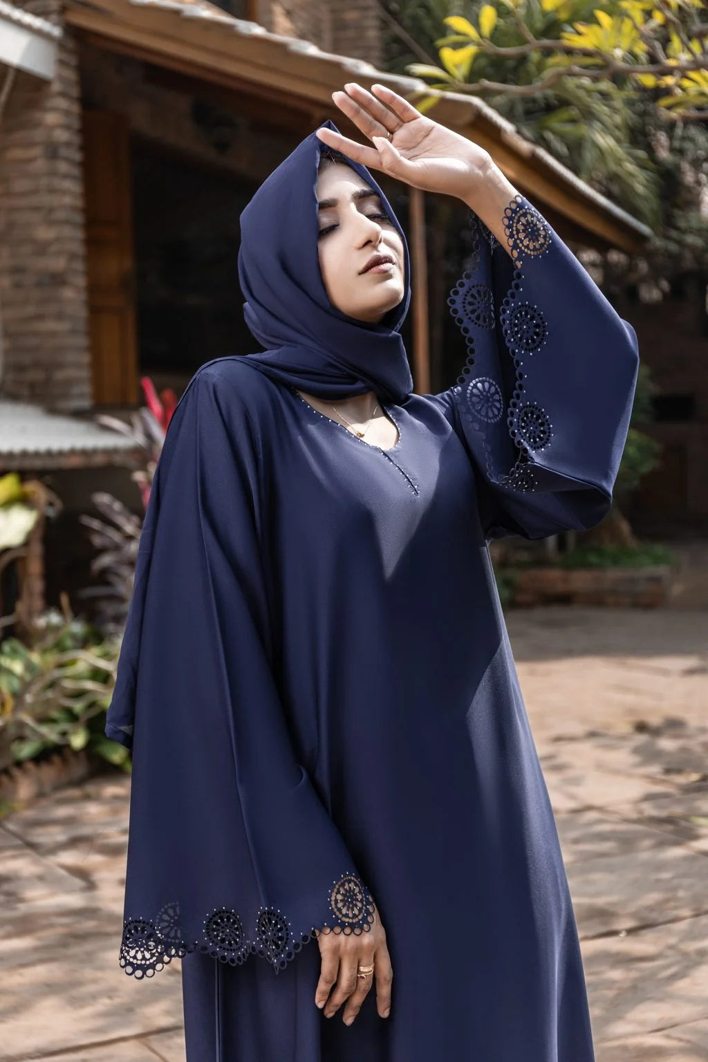 Coco Blue Cutwork Abaya