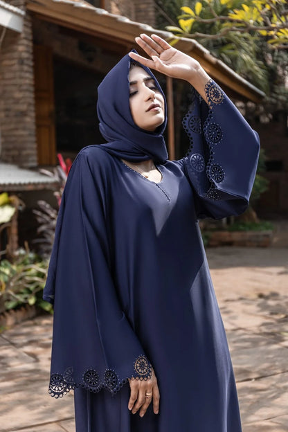 Coco Blue Cutwork Abaya