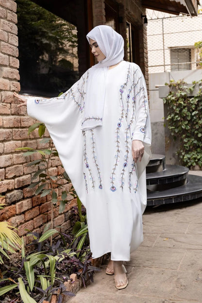 White Embroidery Abaya