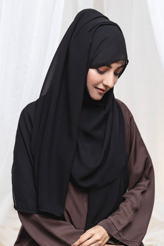 Plain Gerogette Hijab - black