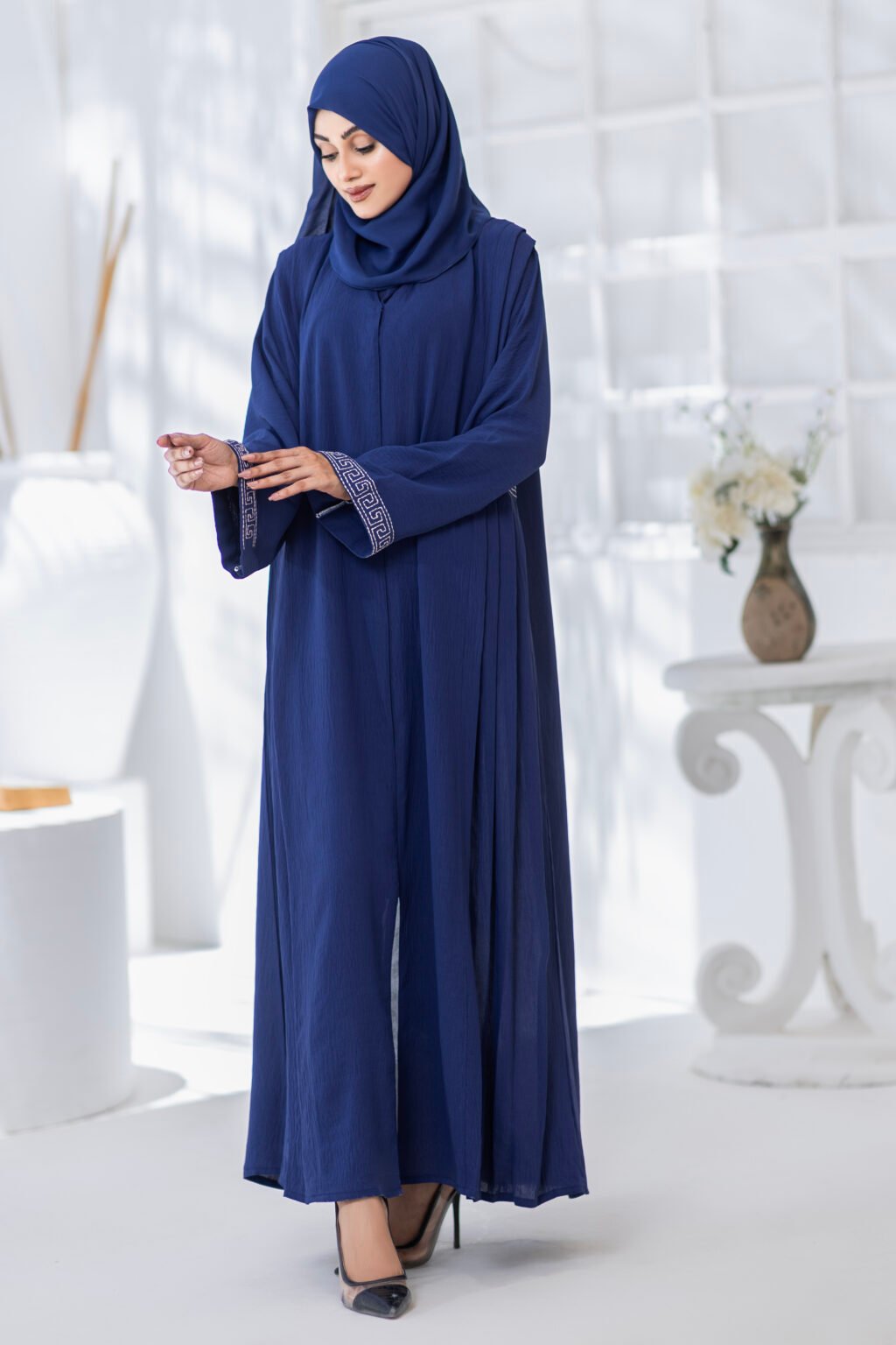 Indigo Embroidered Abaya