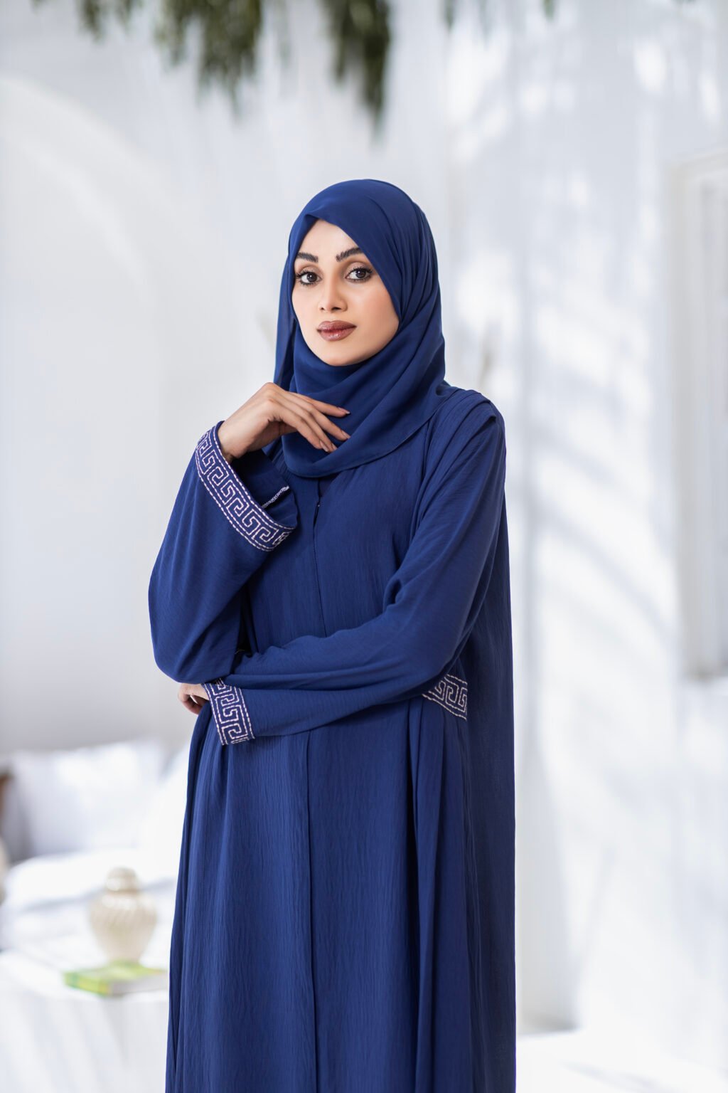 Indigo Embroidered Abaya