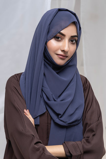 Plain Georgette Hijab - Sapphire Blue