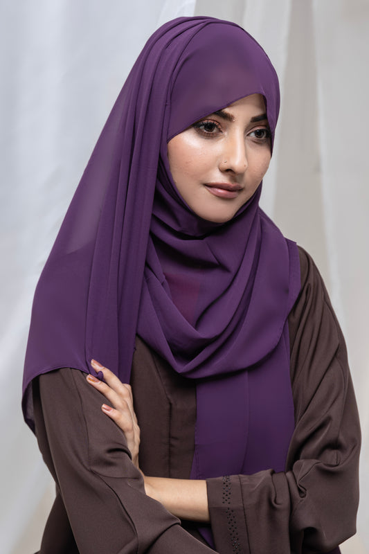 Plain Gerogette Hijab - Purple