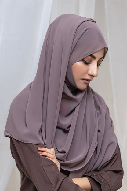 Plain Gerogette Hijab-Purple Gray