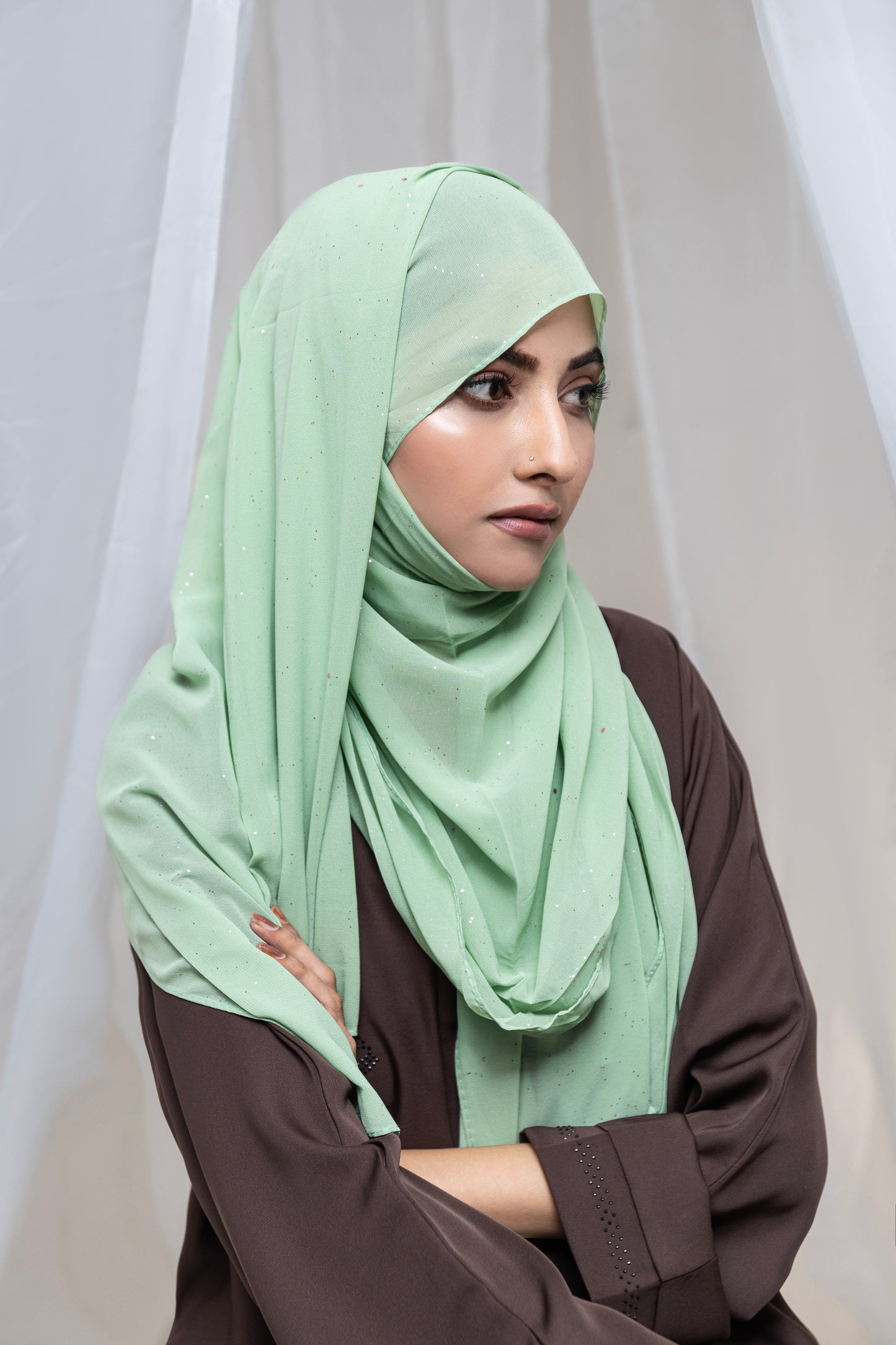 Glitter Georgette - Light Green