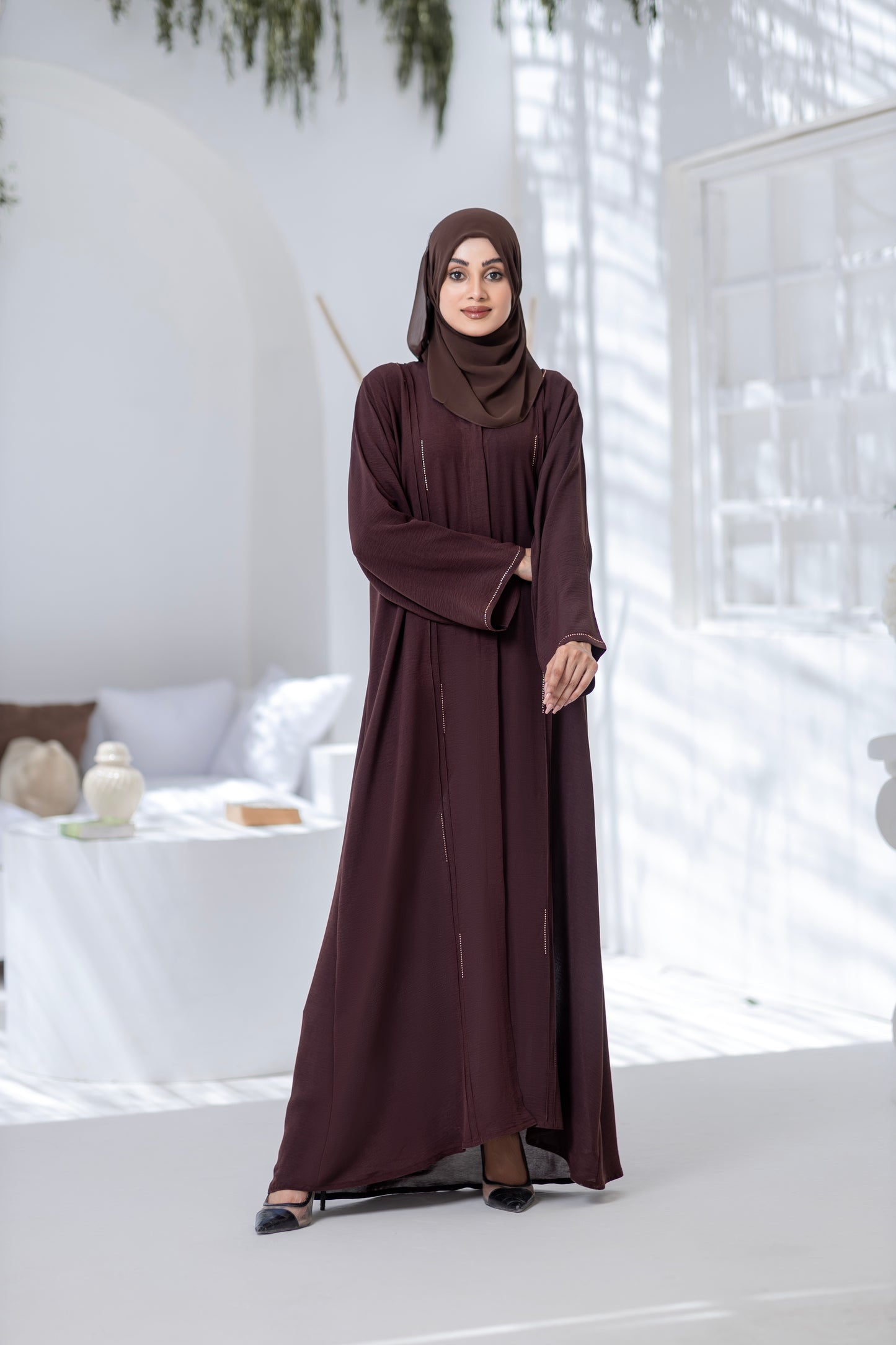 Elegant Mocha Stone Abaya