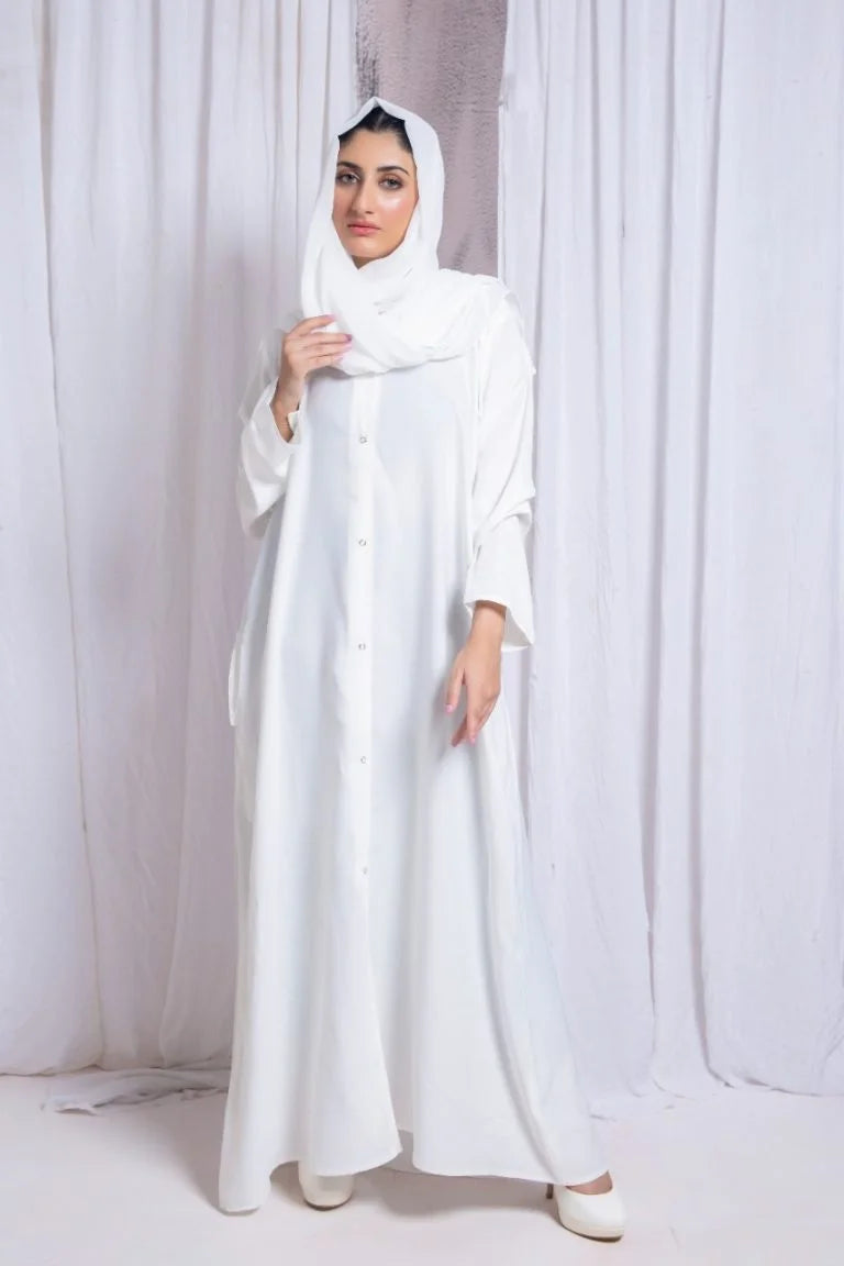 Basic White Pocket abaya