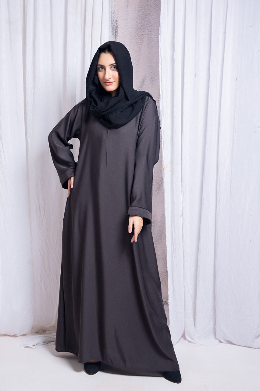 Hazel Grey Pocket Abaya