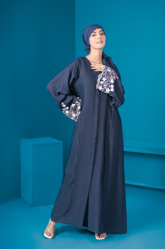 Midnight Blue Cut Work Abaya